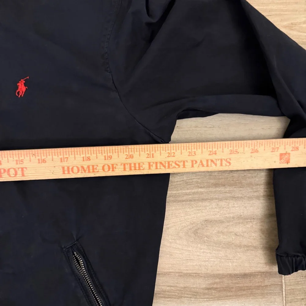 Polo Ralph Lauren Mens Hooded Windbreaker Jacket Black Red Pony Size M